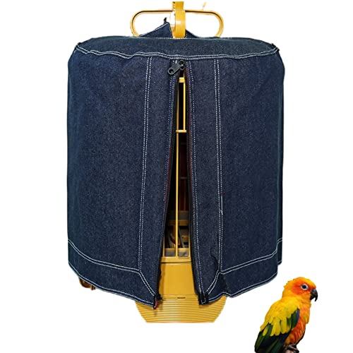 MANON ROSA Bird Cage Cover Parrot Curtain-Denim Round Dome Top Lightproof Shield for Parakeets Lovebirds Budgies Finches Canaries (l(14.2