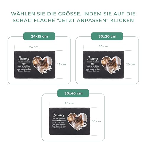 LAUBLUST Personalisierte Grabplatte mit Name & Foto als Grabschmuck für Hund, Katze & andere Haustiere - Pfoten, 3 Größen | Schieferplatte mit Gravur als Tiergrabstein Deko & Tiere Grabtafel