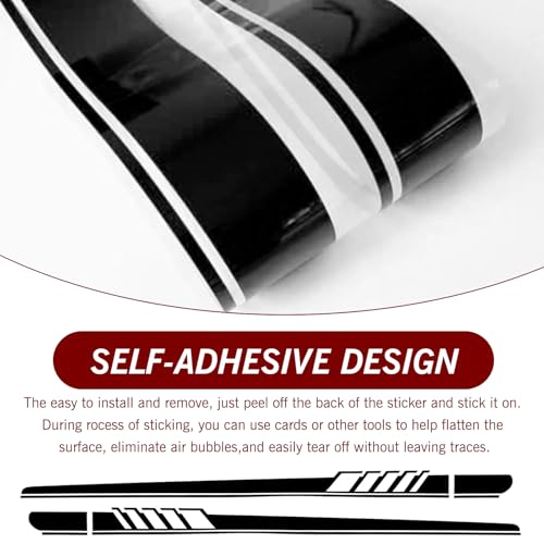 Image of 2 PCS Car Side Body Long Stripes Decals, 4.52In x 88.58In Vehicle Side Door Decorative Stripes, Universal Automotive Exterior Stickers Accessories for Most SUV Truck Car (Black)