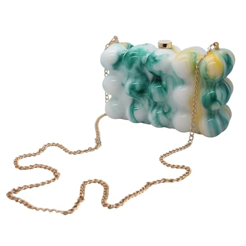 Image of Women Acrylic Clutch Chic Marble Evening Handbag Wedding Box Clutch Purse Chain Shoulder Bag for Prom Party