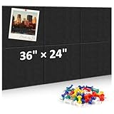 NIUBIER Bulletin Board, 36'×24' Felt Wall Tiles, 6 Pack Cork Boards for Office, Large Black Corkboard for Office Home (with 30 Pcs Push Pins) (Black)