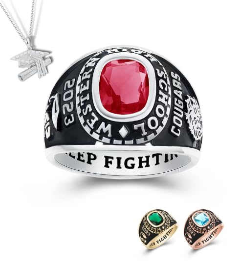 PJM Mementos USA Premium Class Ring Authentic Class Ring for Men – Men's Ultimate Collection – Genuine 925 Sterling Silver or 10KT Gold – Customized High School College University Men's Class Ring – Graduation Gifts