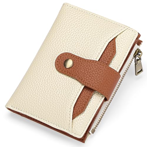 Image of GAEKEAO Small Wallets Woman RFID Blocking Leather Bifold Card Holder Wallets with Zipper Pocket Removable ID Window