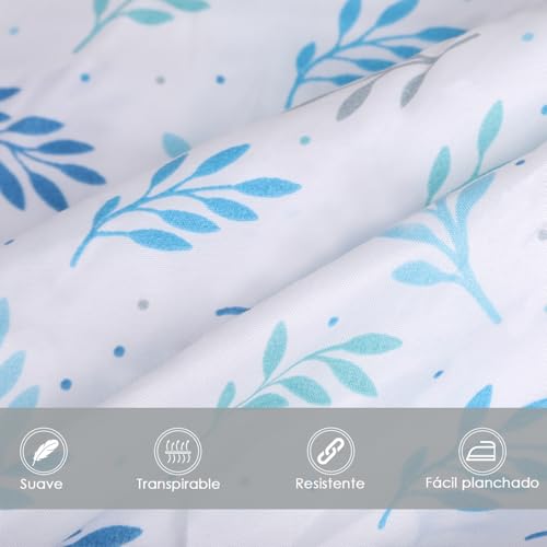 Miniatura 5 de Mercury Textil- Juego De Sábanas De Verano Y Entretiempo Estampadas. Ropa De Cama Juego De 3 Piezas, 100 Microfibra. Modernas, Tacto Fino Y Suave Hojas Azul, Cama 90