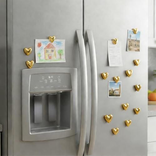 Set de 28 imanes decorativos en forma de corazón dorado miniatura 3