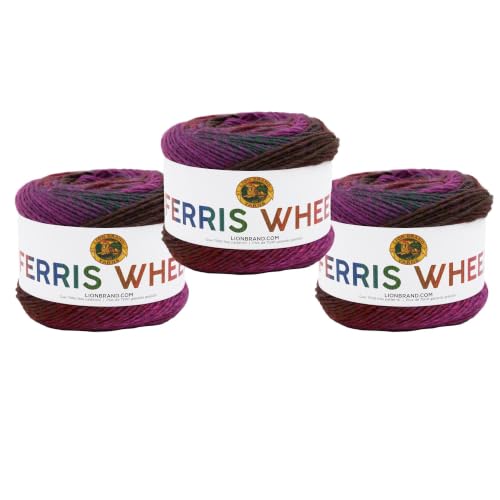 Image of Lion Brand Yarn, Ferris Wheel Crochet Yarn, Cinnabar, Multicolor, 3 Pack