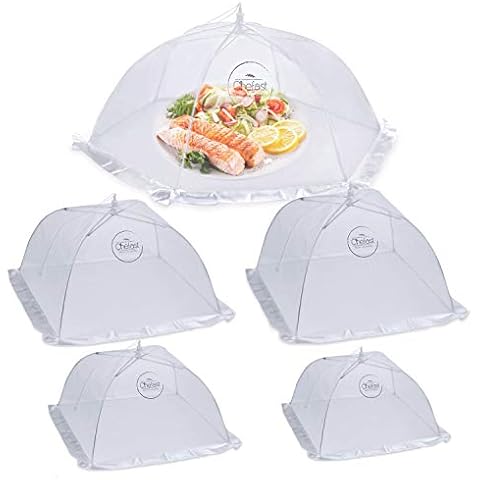 Chefast Food Cover Tent (5 Packs) - Pop Up Mesh Covers in 5 Sizes with Reusable Carry Bag - Protect Foods from Fruit Flies - Great for Picnics and Outdoor BBQ Cover
