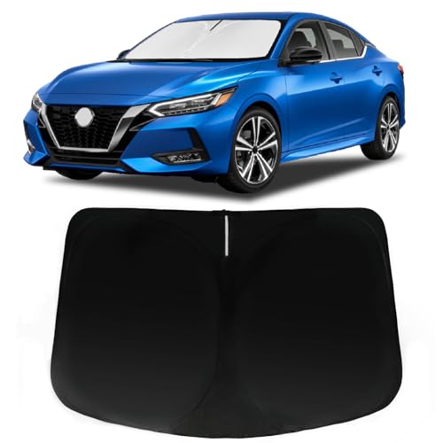 Image of Car Front Windshield Sun Shade for Sentra 2020-2023, Car Window SunShades Shield Cover Sun Visor Protector with 240T Reflective Fabric UV & Sun Heat Protection Accessories