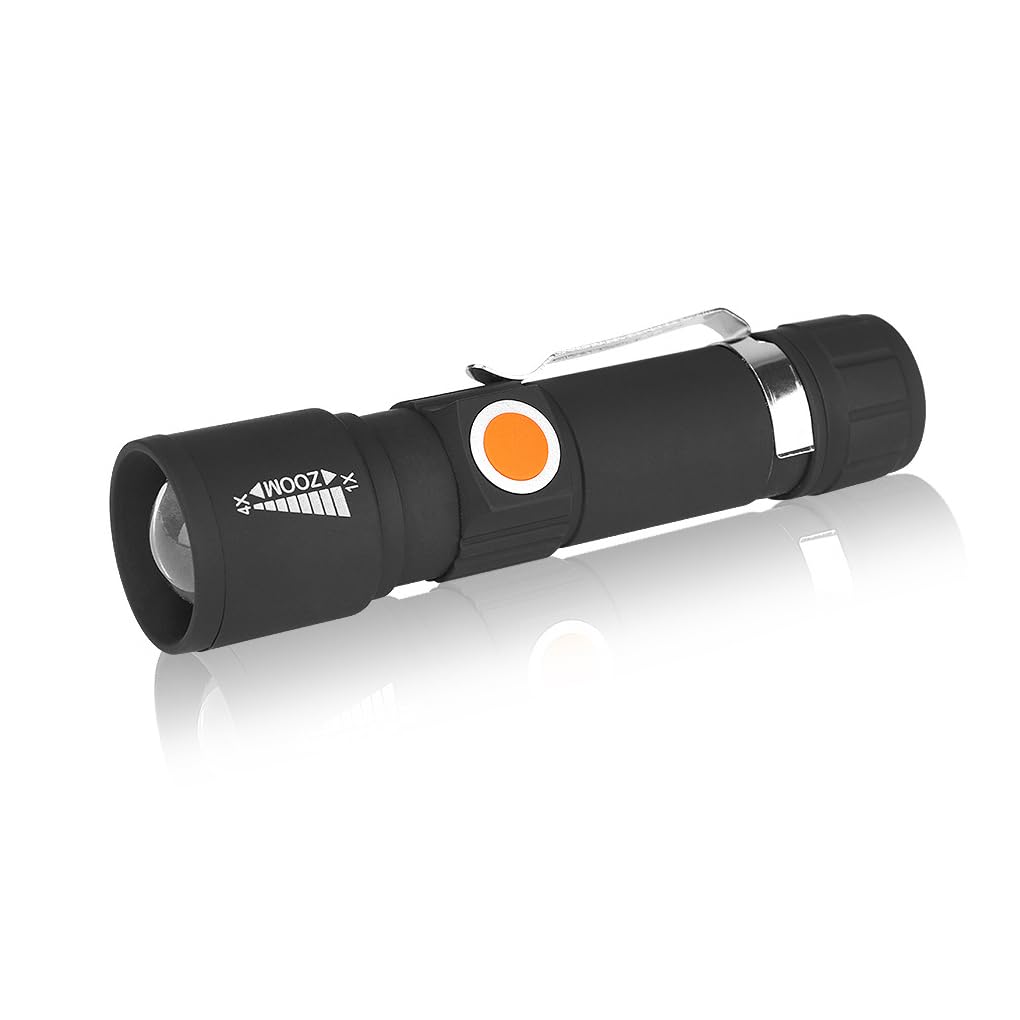 KIXZSAZ Flashlight Plastic Rechargeable USB Charging 3-Modes Adjustable Torch Handheld Lighting Light Lantern Telescopic