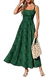 PRETTYGARDEN Womens Summer Maxi Dresses 2026 Casual Sleeveless Square Neck Formal Wedding Guest Beach Vacation Boho Dress (Green,M)