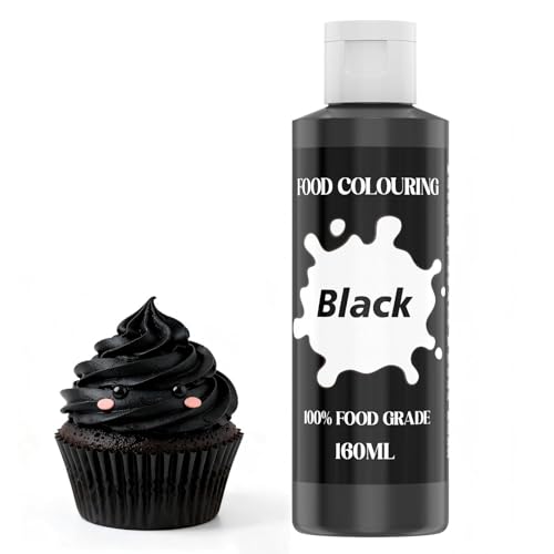 Colorante Alimentario - 160ml Gran Capacidad Colorantes Alimentarios Reposteria Altamente Concentrado para Pastel Decorar, Hornear, Fond, Colorante Alimenticio para Fondant Colores,Donuts (negro)