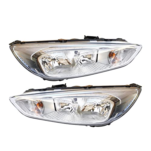 LZZAUTOS Headlight Assembly Compatible with 2015 2016 2107 2018 Focus SEL/Electric/SE Appearance/Titanium Plus/RS/ST ( Hatchback/Sedan 4-Door) Replacement Headlamps Housing Clear Lens