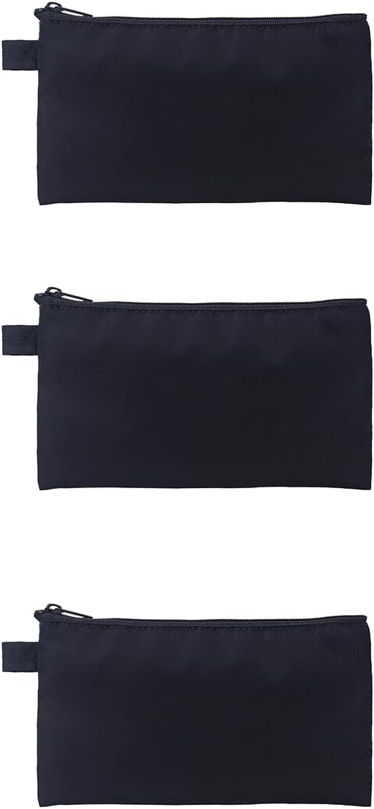 Money Bank Deposit Bag with Zipper Lightweight Money Holder Nylon Waterproof Coin Change Bag (Black,3)