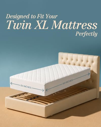 Image of Quilted Fitted Mattress Pad, Twin XL Mattress Protector Topper with Deep Pocket Stretches up to 16 Inches, Machine Washable Mattress Cover by Utopia Bedding (White)