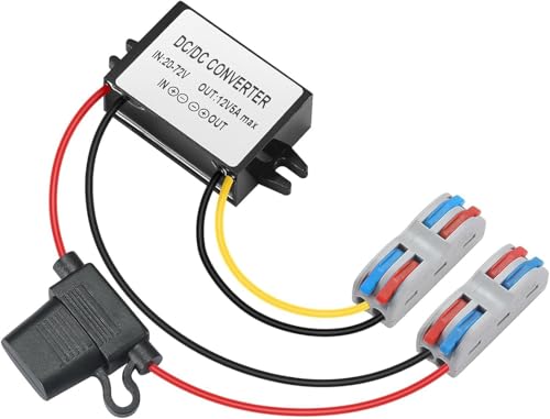 DC Buck Converter 17V-72V to 12V, DC Voltage Converter 24V/36V/48V/60V/72V to 12V 5A 60W MAX, 20V-72V to 12V 5A Step Down Power Transformer Module for Automotive, Trucks, Instruments