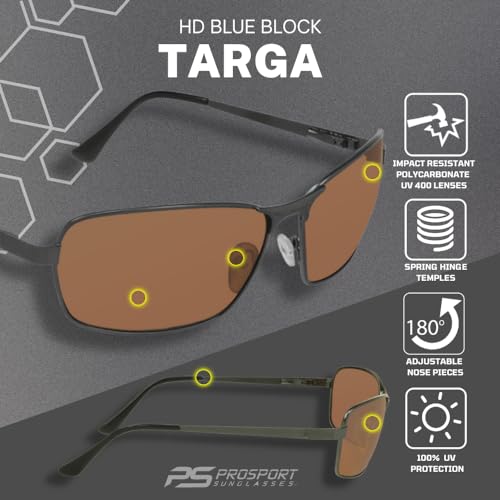 Image of proSPORT Blue Light Blocking Sunglasses - HD Copper Amber Metal Aviator Reduce Eye Strain Better Sleep