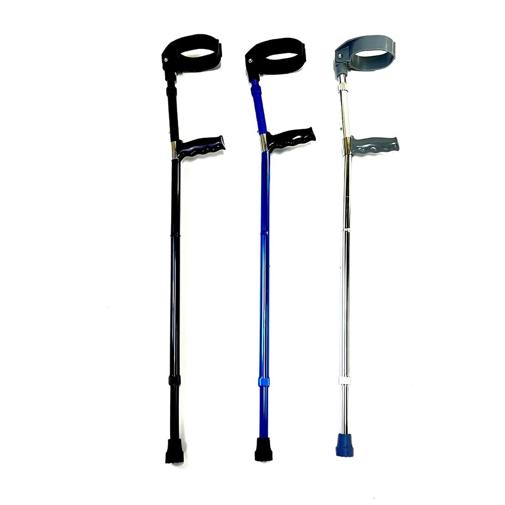 Muletas De Codo Plegables De Aluminio Palitos De Caña De Antebrazo para Discapacitados, Muletas para Caminar con Muletas De Caña Ajustables para El Hospital Y El Hogar (Color : Black, Size : 1p