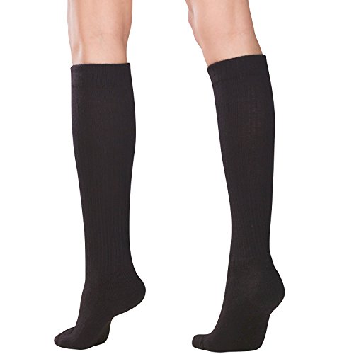 Image of Truform Compression Socks, 15-20 mmHg, Ladies Gym Socks, Knee High Over Calf Length, Black, Large