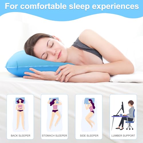 3 Pièces Oreiller de Flocage Gonflable Ultraléger Imperméable, Coussin Gonflable Floqué Doux Compressible avec 3 Sacs de Rangement, Oreiller de Plage Imperméable pour Voyage Camping Excursions – Image 5