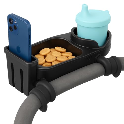 Universal Stroller Snack Tray Attachment with Cup Holder & Phone Slot – Compatible Snack Tray for Stroller Including Nuna Cup Holder for Stroller, UPPAbaby Vista V2 – Uppa Baby Accessories