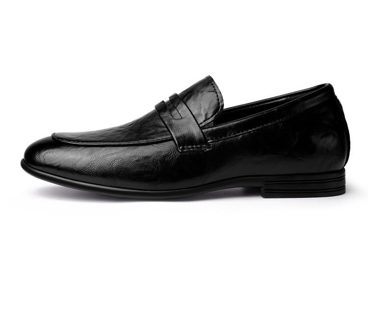 Mens Loafers Round Toe Solid Color Faux Leather Penny Loafers Comfortable Anti-Slip Flexible Casual Prom Slip On2