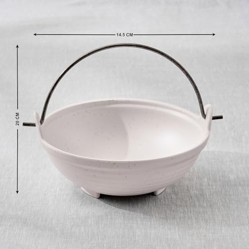 Image of Home Centre |Corsica Silvano Melamine Serving Kadhai with Handle - 700ml|Melamine Serve Ware|Crockery|Bowls|Beige