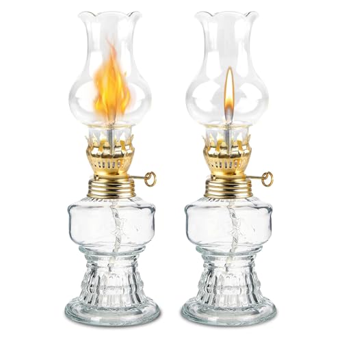 2 Stück Glas Petroleumlampe Für Innenräume, Öllampen Aus Glas, Vintage Petroliumöllampe Petrollampe Klassisches Petroleum Lampen Öl Lampen Für...