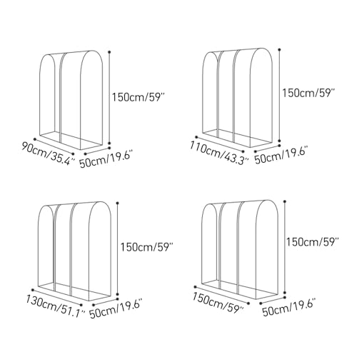 Clothes Rack with Cover, Translucent Garment Bags for Hanging Clothes, Coat Covers for Closet, No Installation Required(150x50x150cm)2