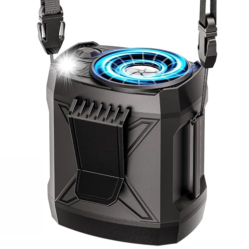 Yamokizy Portable Fan Rechargeable,4 Speeds Strong Airflow Small Neck Fan Clip on Waist Under Shirt,Battery Powered,for Travel Camping Outdoor Jobsite,Camping Essentials-Black