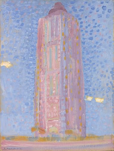 Phare de Westkapelle en rose Mondrian toile decorative pour salon