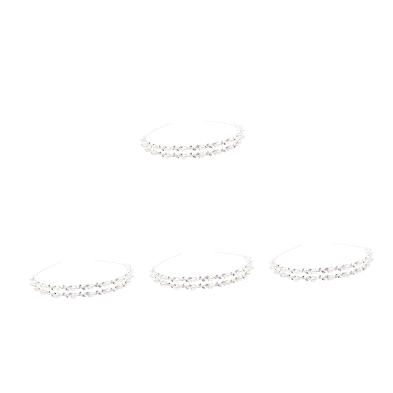 VICASKY 4 Pezzi Cerchietto Sposa con Doppio e Foglie Accessorio Matrimonio per Sposa e Damigelle Raffinato
