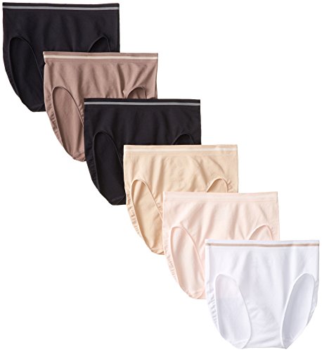 Ellen Tracy Women's Seamless Flawless Fit Hi Cut Brief Panty (Pack of 6)