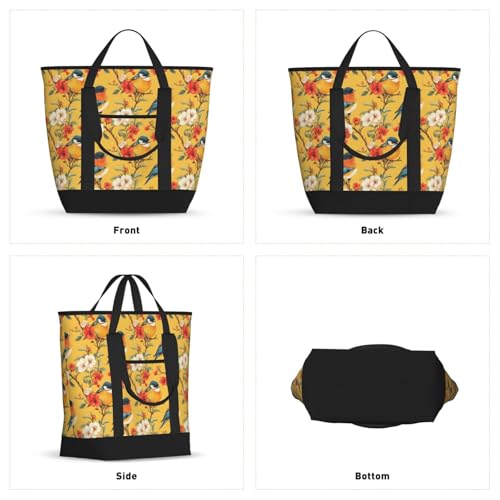 Sac d'épicerie isotherme réutilisable grand format à fleurs - 4