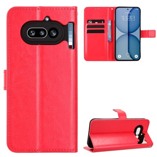 Kukoufey Flip Leathe Case Compatible with Nothing Phone (4a) 5G A069 Cell Phone Protective Case Red