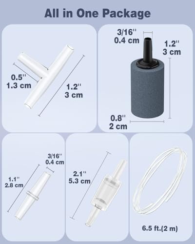 Image of Pawfly Aquarium Air Pump Oxygen Pump for 10-200 Gallon Fish Tanks Buckets Dual Outlet Adjustable Ultra Quiet Aerator Pump with Accessories