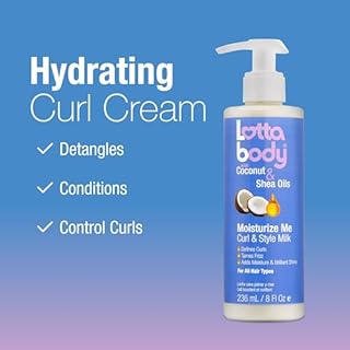 Lottabody Moisturize Me Curl and Style Milk with Coconut & Shea Oils, Lightweight Moisture-Rich Curl-Defining & Frizz-Control Styling Milk for Natural Curly, Coily & Relaxed Hair, 8 oz