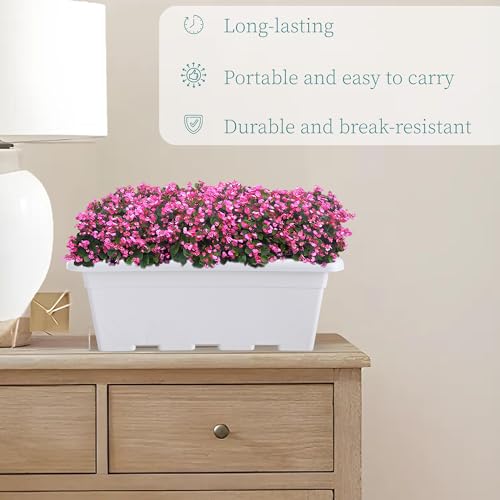 Image of Kuber Industries 17 Inches Window Planters | Flower Pots for Balcony, Home Decoration and Gardening Area | Floor Jupiter Gamla Container Plants Pot for Indoor & Outdoor - (White)