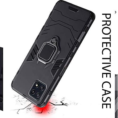 Image of TheGiftKart Tough Armor Samsung Galaxy A22 5G Bumper Back Case Cover | Ring Holder & Kickstand in-Built | 360 Degree Protection Back Case Cover for Samsung Galaxy A22 5G