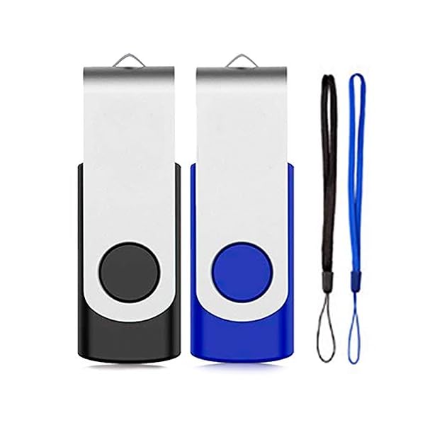 Eastbull USB-2.0-Stick mit Drehgelenk, 2 Stück, Flashlaufwerk, Speicherstick (unterschiedliche Farben mit Schlüsselband…