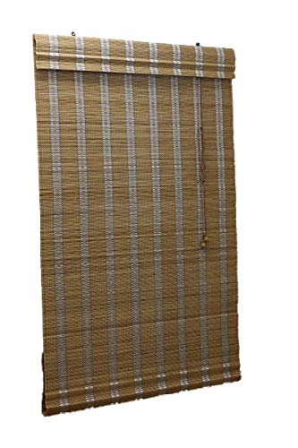 Persiana Bambu Romana Bege 100 (L) X 180 (A) cm Cortina Madeira Roman Shade C/Bandô 1,00 x 1,80