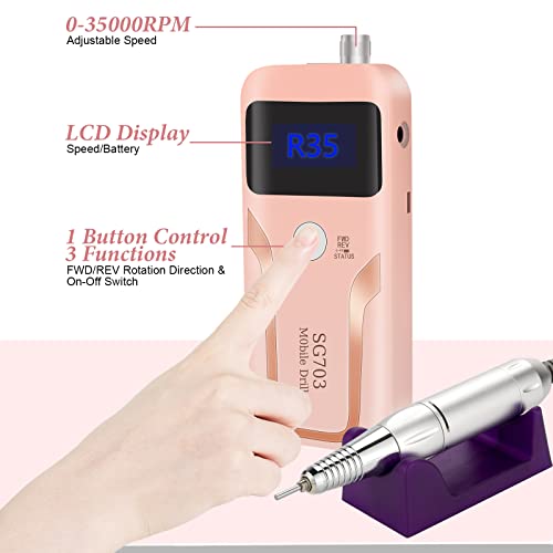 Delifo MJQ703--CP01 Electric Nail Drill, Delifo Portable Nail Drill Professional Pedicurerechargeable 35000 Rpm Nail File Machine Acrylic Nails Polishing Tools thumb #6