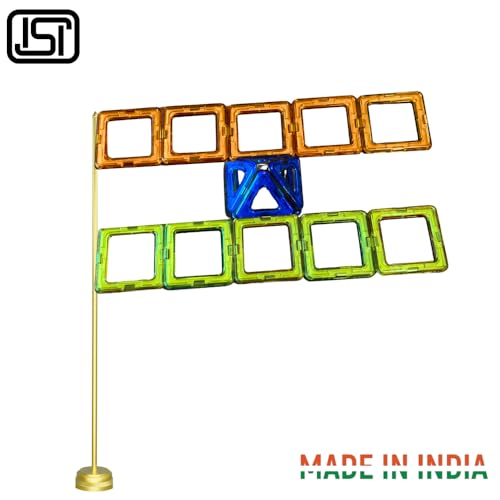 Image of ToyMagic Magnaplay Magnetic Tiles 32 Pcs|Multiple Shape & Colour Tiles|Magnetic Blocks Building Set|STEM Toy|Learning Game for Kids 3+|Constructive and Creative Toy| |MagnaPlay Tiles - 32 pcs