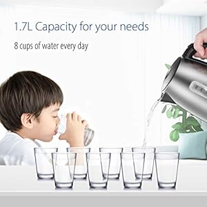 COMFEE' Stainless Steel Electric Kettle, 1.7 Liter Tea Kettle Electric & Hot Water Kettle, 1500W Fast Boil with LED Light, Auto Shut-Off and Boil-Dry Protection COMFEE Stainless Steel Electric Kettle 17 Liter Tea Kettle Electric Hot Water Kettle 1500W Fast Boil with LED Light Auto Shut Off and Boil Dry Protection