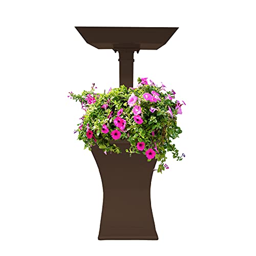 Image of Oakland Living Modern Square Cast Aluminum Metal 40-in Brown Bird Bath and Planter Vase Combo