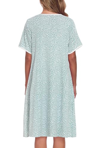 Image of AVIIER Nightgows for Women Soft Cotton Night Shirts Short Sleeve Sleepwear with Pockets