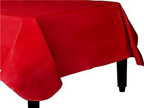 Amscan Vibrant Apple Red Flannel Backed Table Cover - 54" x 108" (1 Piece) - Durable & Elegant Table Protection
