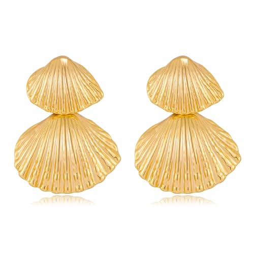 GREICHFAN Gold Shell Dangle Earrings for Women Beach Earrings Summer Fashion Jewelry