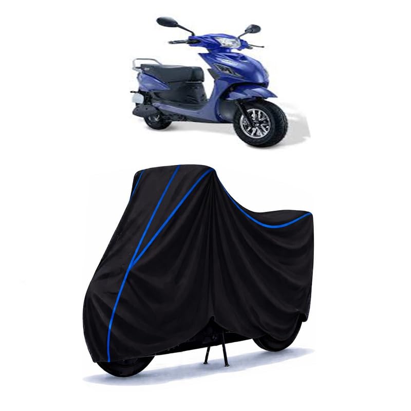 Image of Scooty Cover Water Resistant for ETrance Neo SX | Universal Scooter & Bike Cover | Heavy Duty UV Dust, Rain & Scratch Protection | Elastic Fit All Weather Indoor Outdoor | Black with Blue Piping