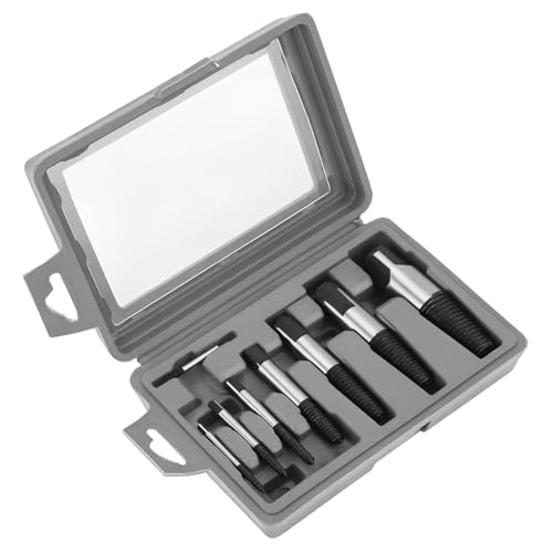 QWORK 8 Pieces Broken Water Pipe Extractor Set - Alloy Steel Screw Extractors Damaged Screw Bolts Removal