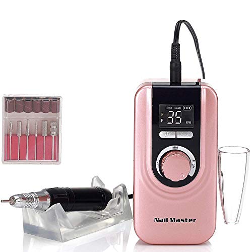 Miss Sweet RPM35000 Professional Rechargeable Portable Nail Drill Acrylic Nail Machine Electric Nail File for Acrylic (Rose Gold)